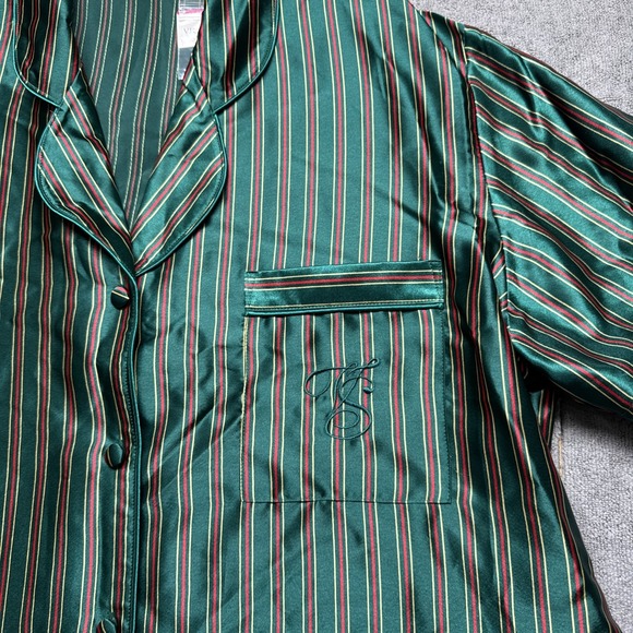 Victoria’s Secret Gold Label‎ Green Satin Pajama Set L Vintage Y2K Sleepwear - Picture 3 of 14
